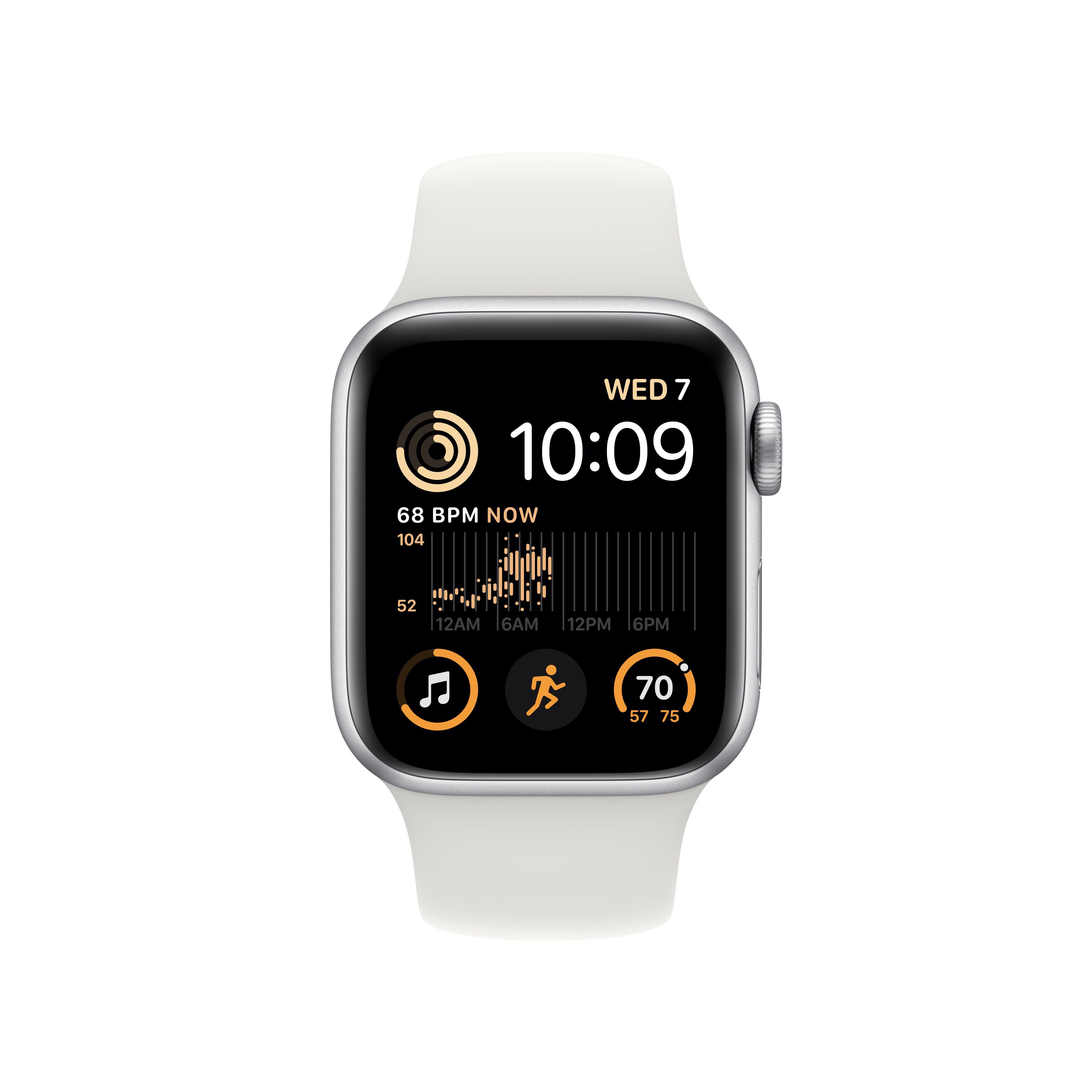 Apple Watch SE 2022 44 мм корпус из алюминия серебристого цвета спортивный ремешок белого цвет